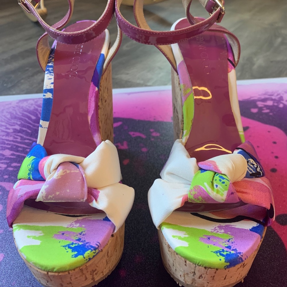 Jimmy Choo Floral Cork Wedge 38